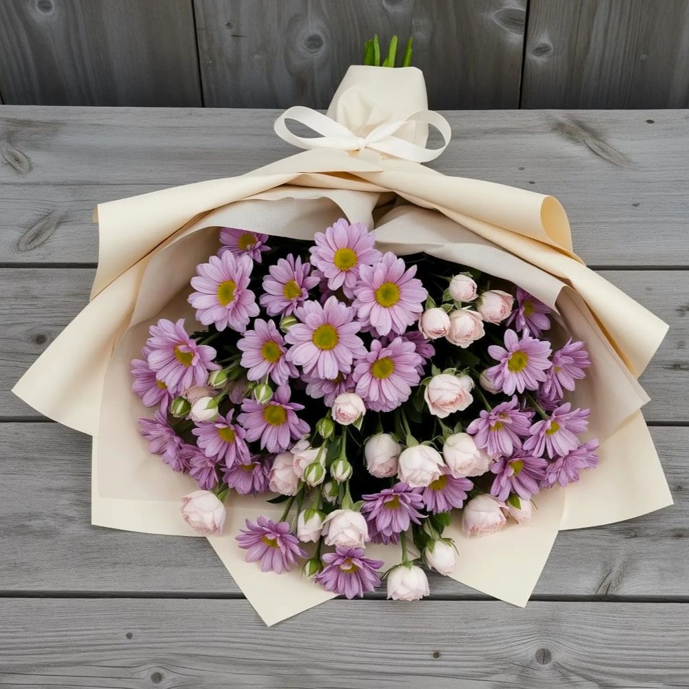 Букет цветов из: Розы и Хризантемы в Вулканном