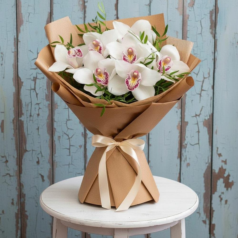 Букет цветов из: Орхидеи и Розы в Вулканном