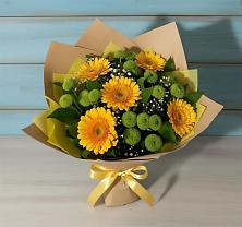 Букет цветов из:  Герберы и Хризантемы в Вулканном
