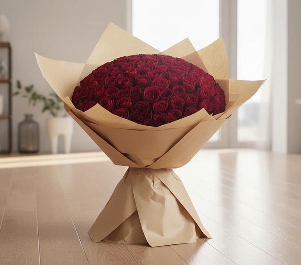 Букет 101 Красная роза в Вулканном